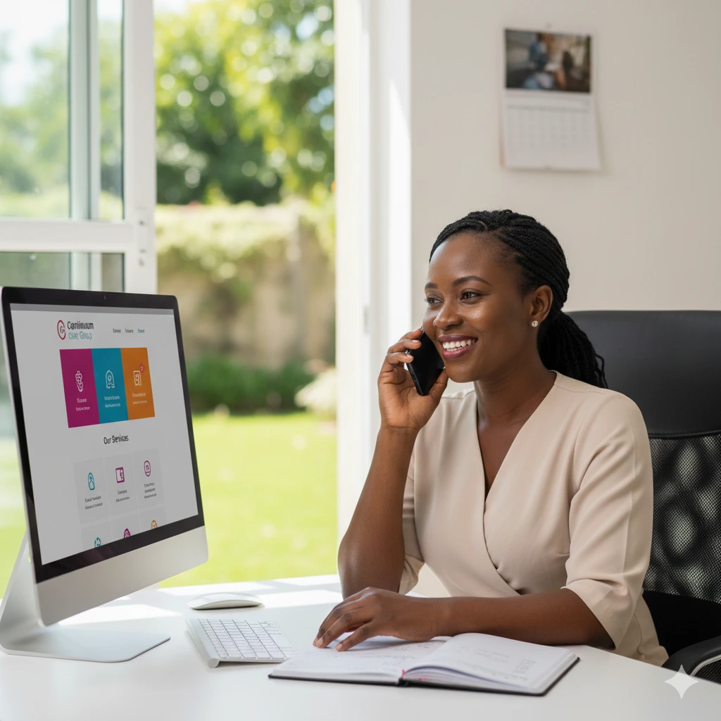 Care coordinator assisting a family over the phone